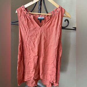 Coral Sleeveless Top with metal detail